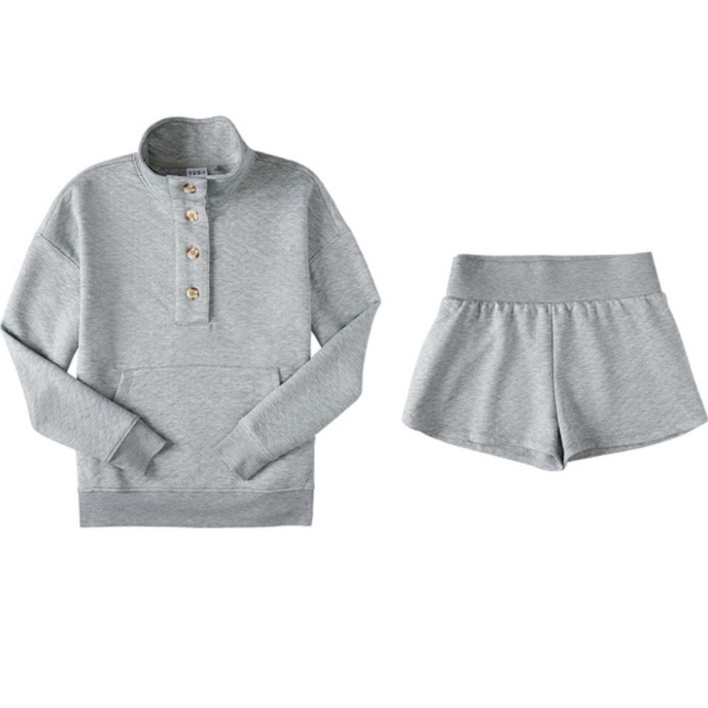 Serra 2pc Ladies Quilted Pajama Set, Grey, SZ Large